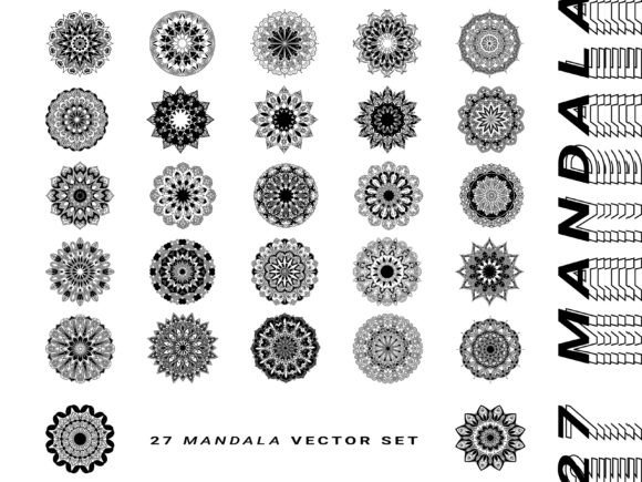 27 Mandala Vector Backgrounds Design Set