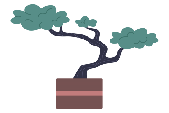 Bonsai Color Icon: Japanese Tree for Modern Design and Decor