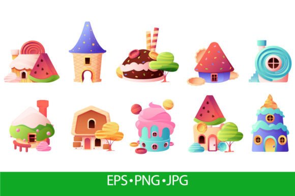 Candy Houses. Sweet Fantasy Landscape: A Whimsical Design Trend for Modern Creatives