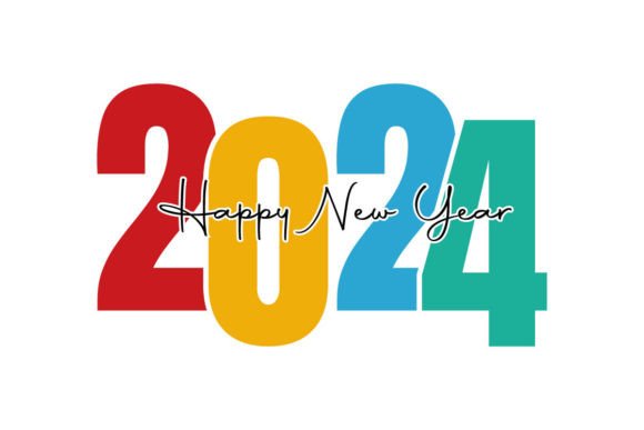 Colorful Happy New Year 2024 Typography Design