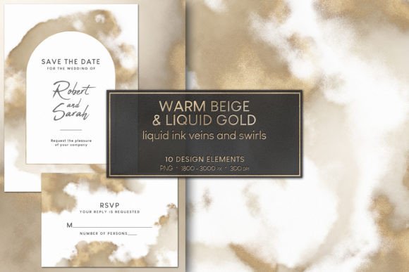 Enhance Your Creative Projects with Beige Liquid Gold Ink Veins Swirls PNG
