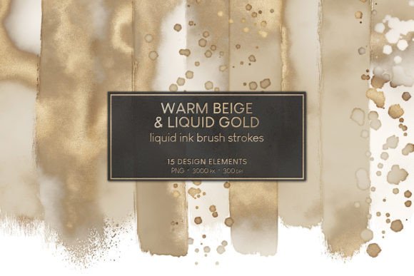 Exploring the Elegance of Beige Liquid Gold Ink Brush Strokes in Creative Design