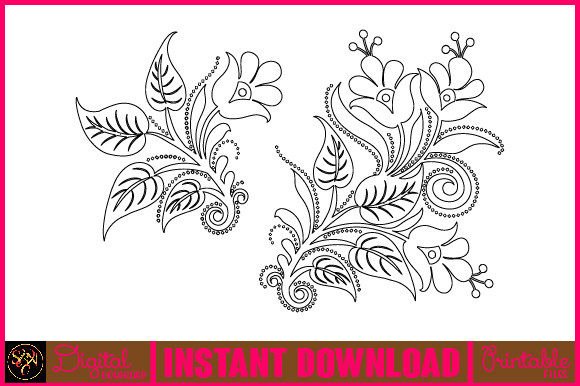 Floral Line Art Flower SVG Elements-1
