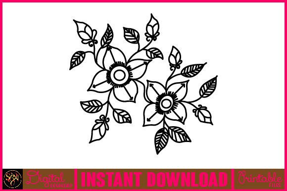 Floral Line Art Flower SVG Elements 104