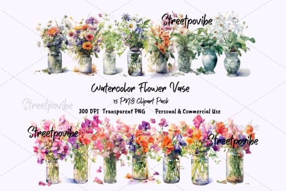 Flower in Vase Watercolor Clipart PNG: A Versatile Design Resource for Creative Projects