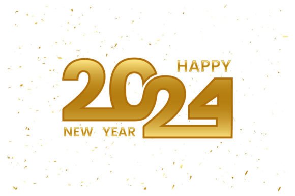 Gold 2024 Happy New Year — Celebrate in Style with Stunning Typography and Design
