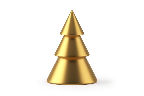 Golden Cone Christmas Tree 3D Render: A Modern Twist on Holiday Decor