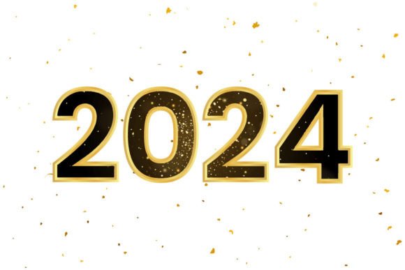 Golden Sparkle 2024 Text on New Year: A Modern Design Asset for Celebratory Projects