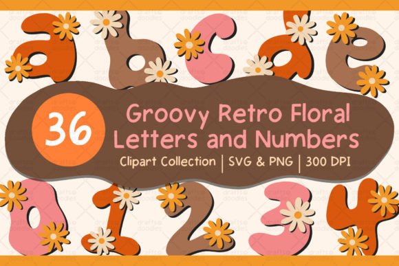 Groovy Retro Floral Letters and Numbers: A Nostalgic Design Asset for Modern Creativity