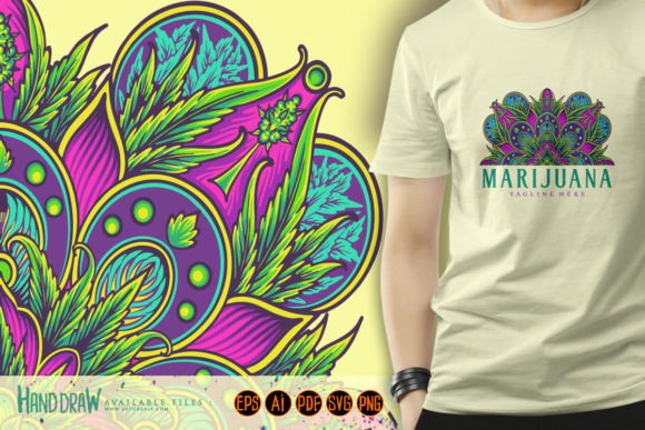 Half Mandala Marijuana Leaves Ornament: A Versatile Vector Illustration for Creative Projects