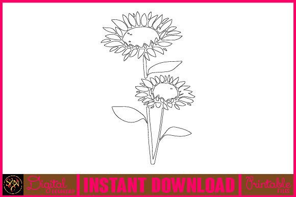 Hand-Drawn Sunflower Line Art and Floral SVG Elements for Creative Projects