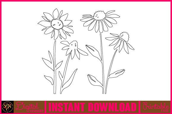 Hand-Drawn Sunflower Line Art Flower SVG Elements for Creative Projects