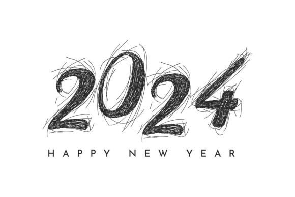 Happy New Year 2024: Celebrate with Creative Typography and Design Assets