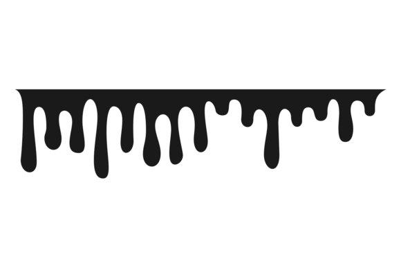 Ink Dripping Border: A Horizontal Black Decorative Element for Designers