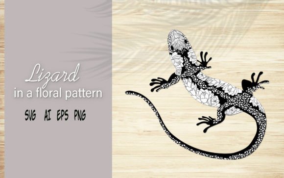 Lizard Silhouette Zentangle: A Versatile Design Asset