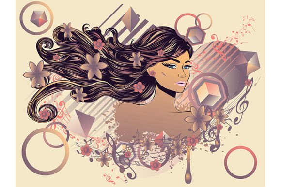 Music Girl with Flowers – A Versatile Design for Creative Expression