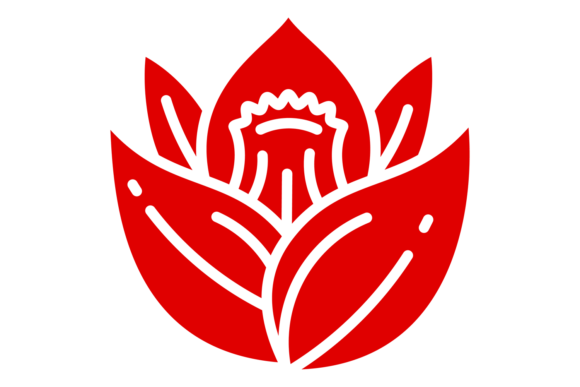 Red Flower in Japanese Style. Nature Dec