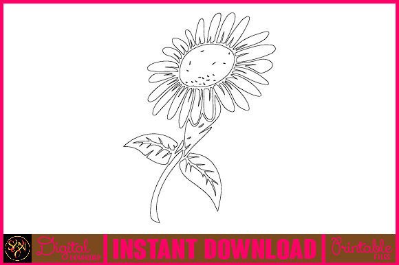 Sunflower Line Art Flower SVG Elements 3: Elevate Your Design Projects with Hand-Drawn Elegance