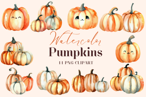 Watercolor Fall Pumpkins Clipart: A Versatile Addition to Your Creative Projects