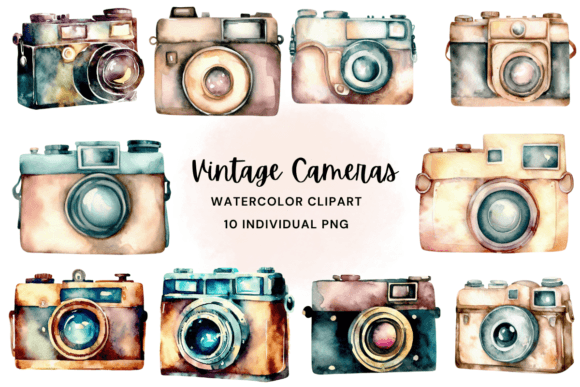 Watercolor Vintage Camera Clipart for Creative Projects