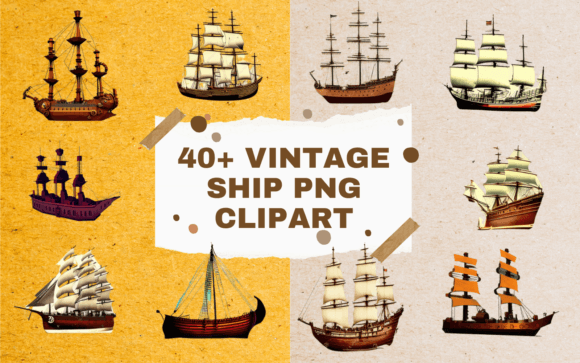 Watercolor Vintage Ship PNG Bundle: A Versatile Creative Asset for Designers and Content Creators